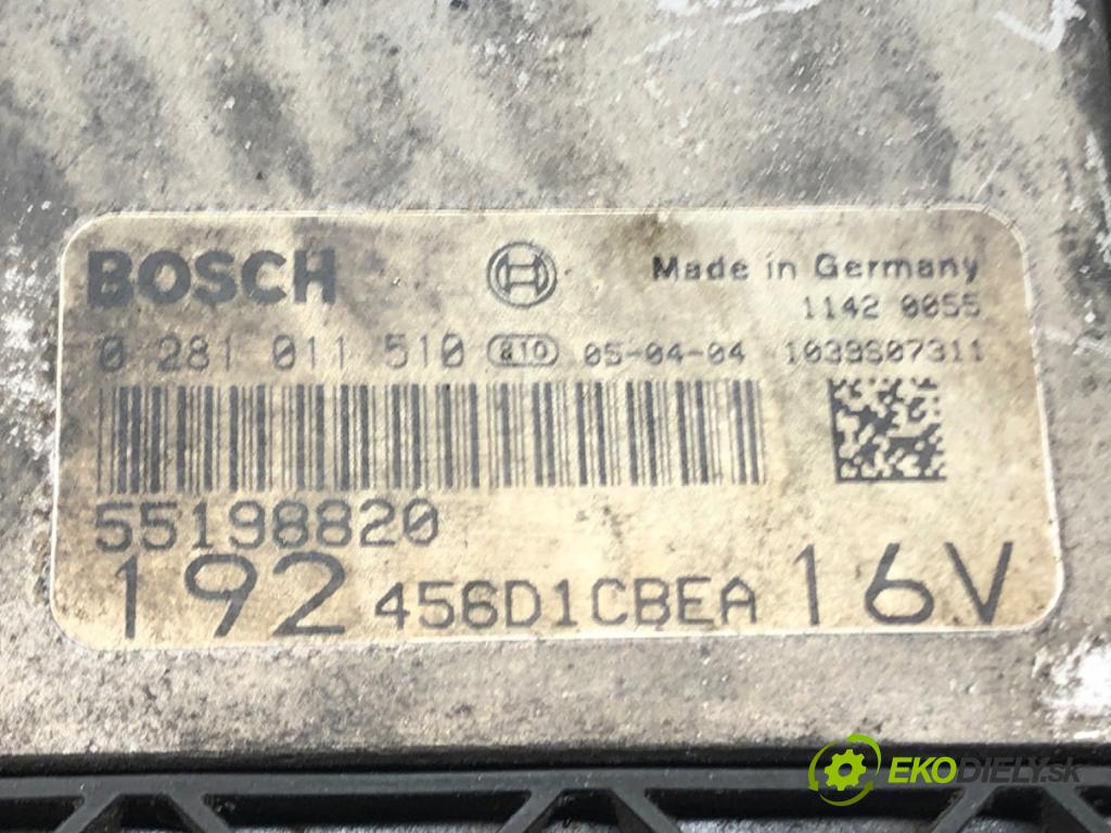 FIAT STILO (192_) 2001 - 2010    1.9 JTD 103 kW [140 KM] olej napędowy 2004 - 2006  riadiaca jednotka Motor 0281011510 55198820 (Riadiace jednotky)