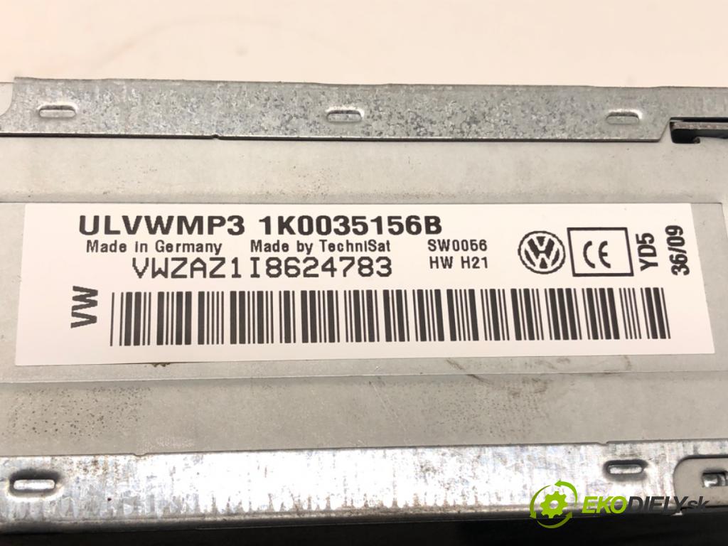 VW GOLF VI Variant (AJ5) 2009 - 2014    1.6 TDI 77 kW [105 KM] olej napędowy 2009 - 2013  RADIO 1K0035156B (Audio zariadenia)
