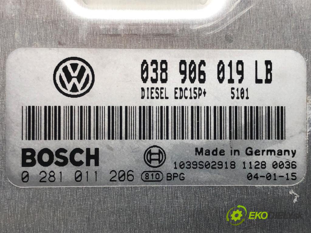 VW POLO (9N_, 9A_) 2001 - 2014    1.9 TDI 74 kW [101 KM] olej napędowy 2001 - 2009  řídící jednotka motora 038906019LB (Řídící jednotky)