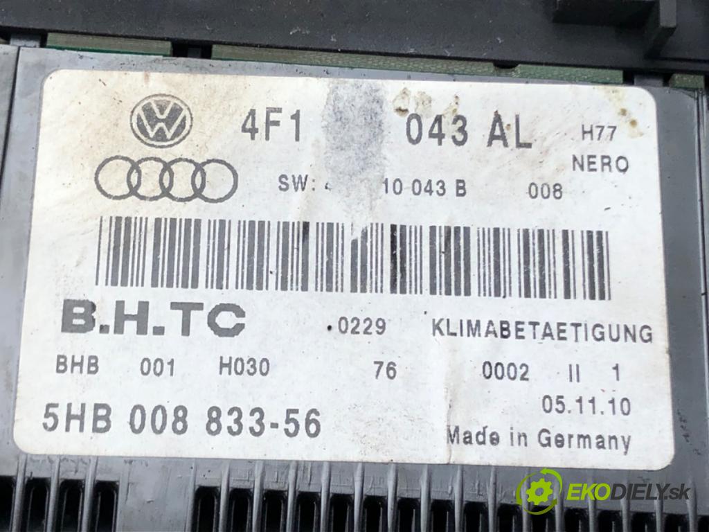 AUDI A6 Allroad C6 (4FH) 2006 - 2011    3.0 TDI quattro 176 kW [240 KM] olej napędowy 2008  Panel ovládania kúrenia 4F1820043AL (Prepínače, spínače, tlačidlá a ovládače kúrenia)