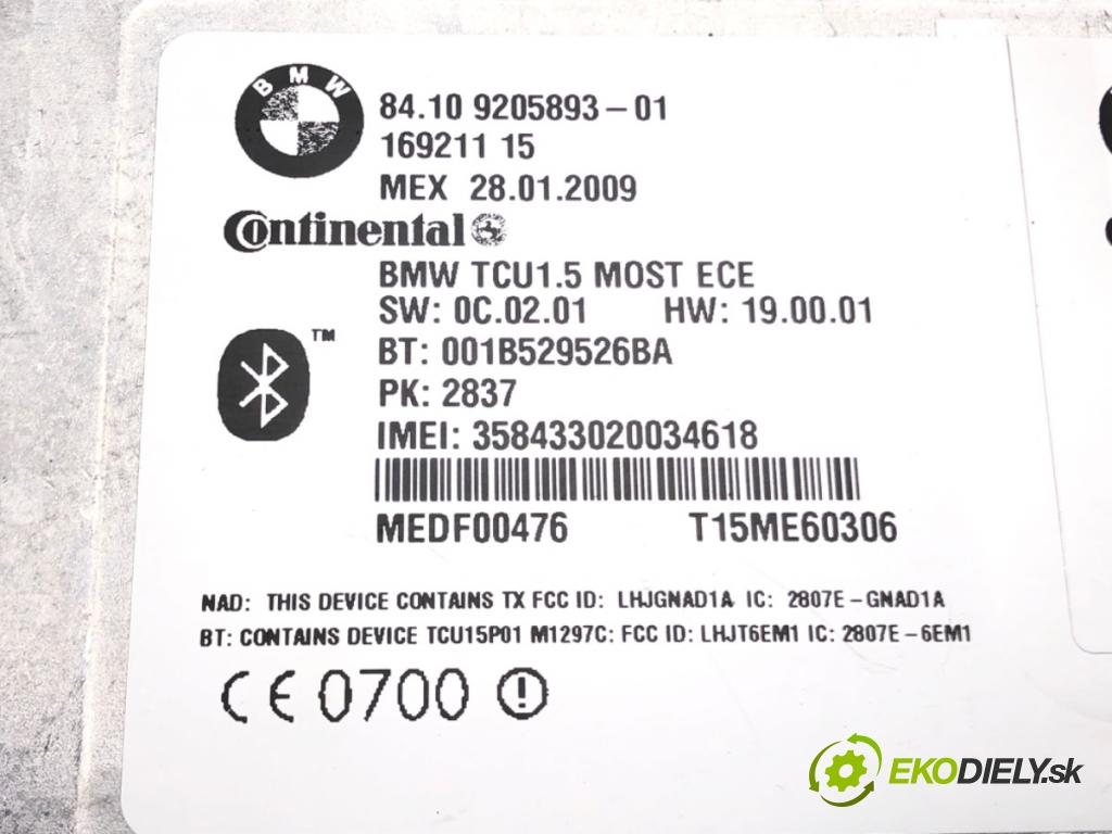 BMW 3 Touring (E91) 2004 - 2012    318 d 105 kW [143 KM] olej napędowy 2007 - 2012  Modul BLUETOOTH 9205893 (Ostatné)