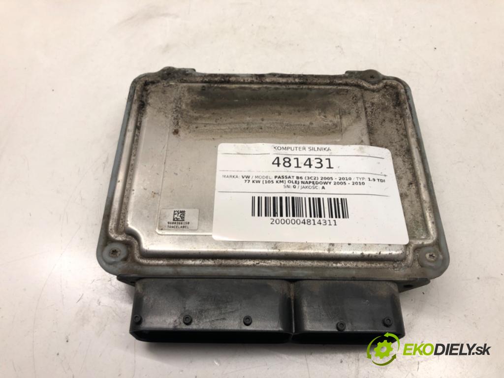 VW PASSAT B6 (3C2) 2005 - 2010    1.9 TDI 77 kW [105 KM] olej napędowy 2005 - 2010  riadiaca jednotka Motor 03G906021DP (Riadiace jednotky)