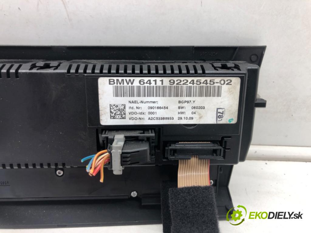 BMW 3 (E90) 2004 - 2012    316 d 85 kW [116 KM] olej napędowy 2009 - 2011  Panel ovládania kúrenia 9224545 (Prepínače, spínače, tlačidlá a ovládače kúrenia)