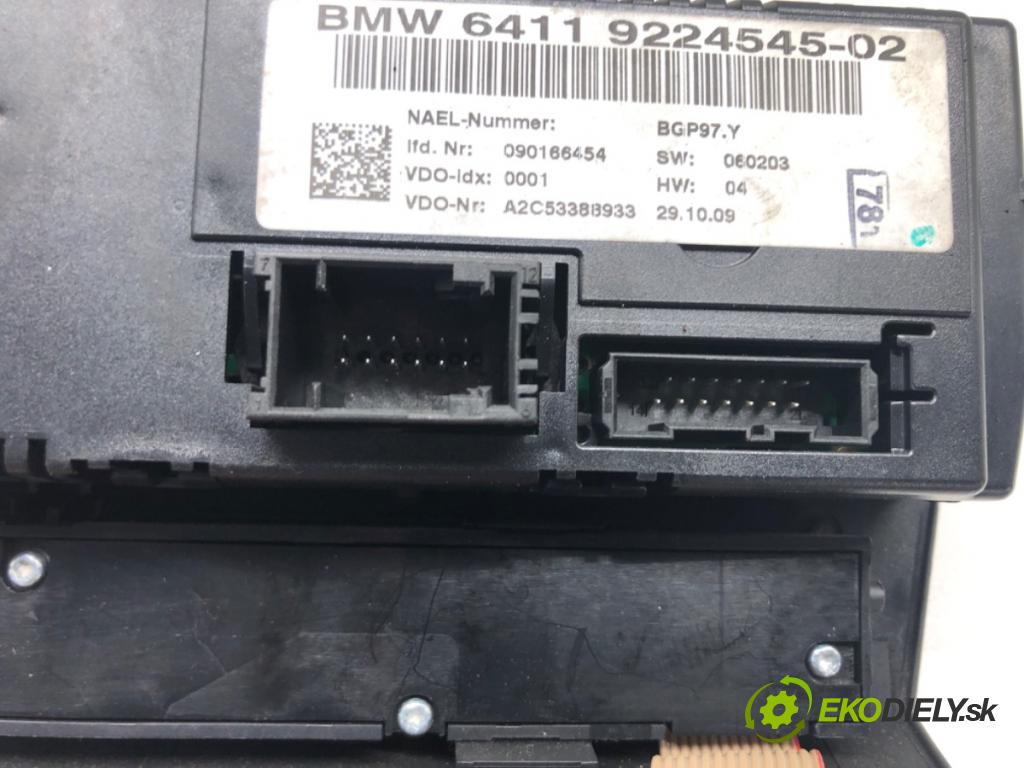 BMW 3 (E90) 2004 - 2012    316 d 85 kW [116 KM] olej napędowy 2009 - 2011  Panel ovládania kúrenia 9224545 (Prepínače, spínače, tlačidlá a ovládače kúrenia)