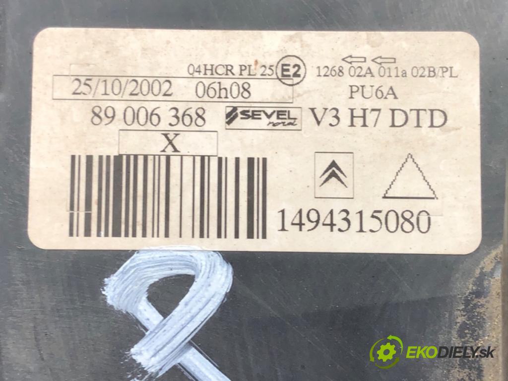 CITROEN C8 (EA_, EB_) 2002 - 2022    2.0 HDi 79 kW [107 KM] olej napędowy 2002 - 2022  Svetlomet pravy 1494315080 (Pravé)