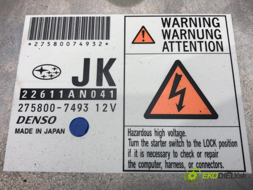 SUBARU LEGACY IV (BL) 2003 - 2015    2.0 D AWD (BLD) 110 kW [150 KM] olej napędowy 2008  riadiaca jednotka Motor 22611AN041 275800-7493 (Riadiace jednotky)