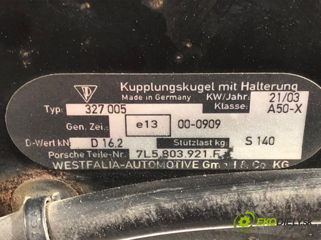 PORSCHE CAYENNE (9PA) 2002 - 2010    S 4.5 250 kW [340 KM] benzyna 2002 - 2007  Hák tažné zařízení 7L5803921F