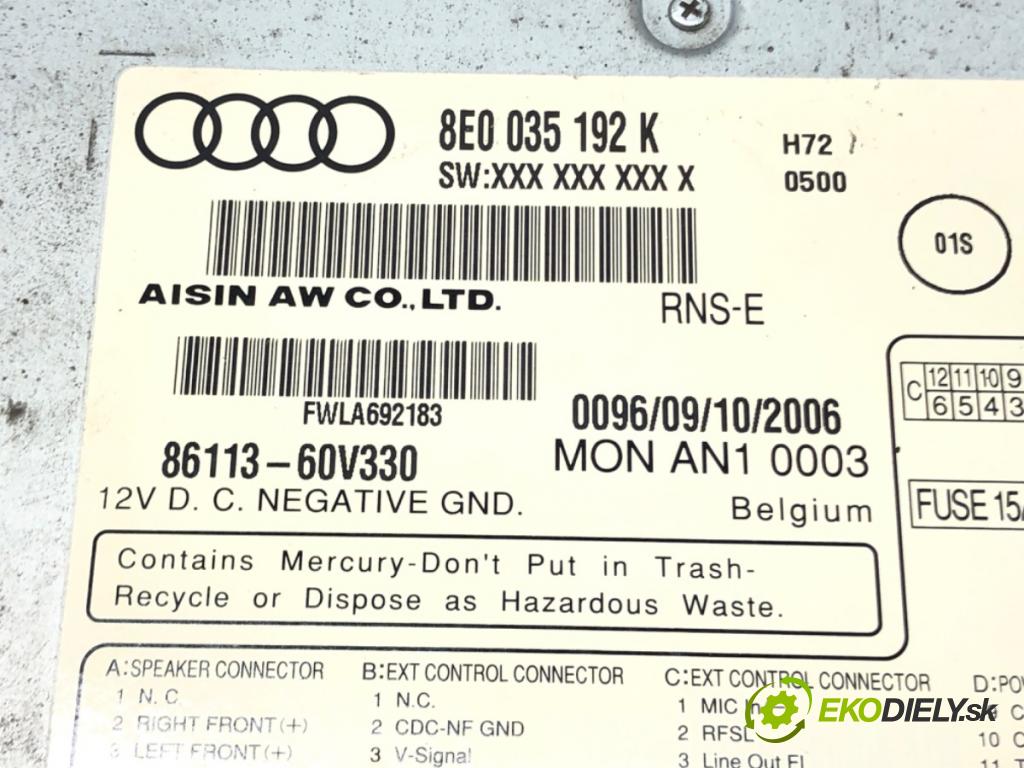 AUDI A4 B7 Avant (8ED) 2004 - 2008    3.0 TDI quattro 171 kW [233 KM] olej napędowy 2006  RADIO 8E0035192K (Audio zariadenia)