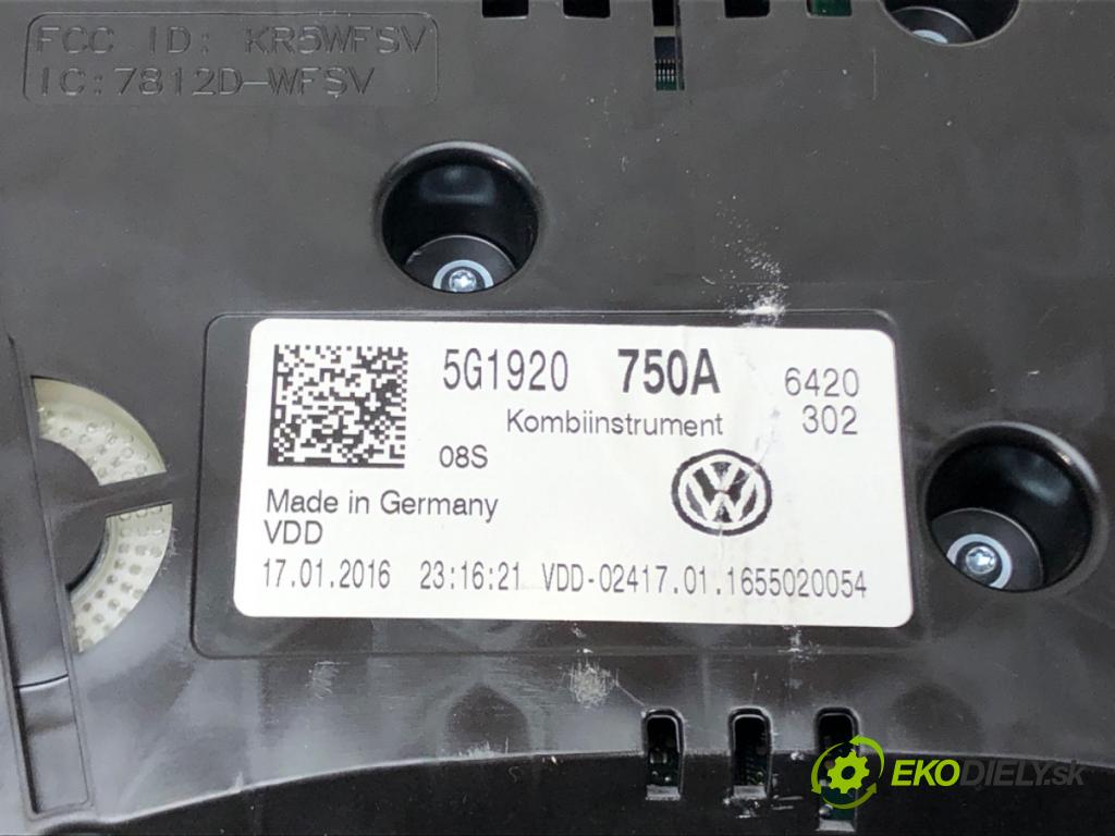 VW GOLF VII (5G1, BQ1, BE1, BE2) 2012 - 2022    1.4 TSI 110 kW [150 KM] benzyna 2014 - 2022  Prístrojovka 5G1920750A (Prístrojové dosky, displeje)