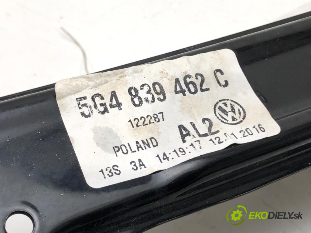 VW GOLF VII (5G1, BQ1, BE1, BE2) 2012 - 2022    1.4 TSI 110 kW [150 KM] benzyna 2014 - 2022  mechanismus okna pravý zadní část 5G4839462C