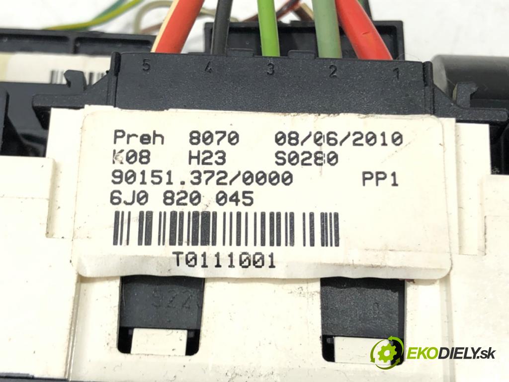 SEAT IBIZA IV (6J5, 6P1) 2008 - 2017    1.2 51 kW [70 KM] benzyna 2008 - 2015  Panel ovládania kúrenia 6J0820045 (Prepínače, spínače, tlačidlá a ovládače kúrenia)
