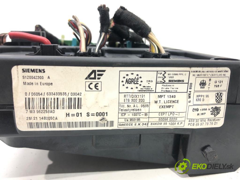 VW SHARAN (7M8, 7M9, 7M6) 1995 - 2010    1.9 TDI 96 kW [130 KM] olej napędowy 2002 - 2010  Modul BSI 7M3962258AD (Poistkové skrinky)