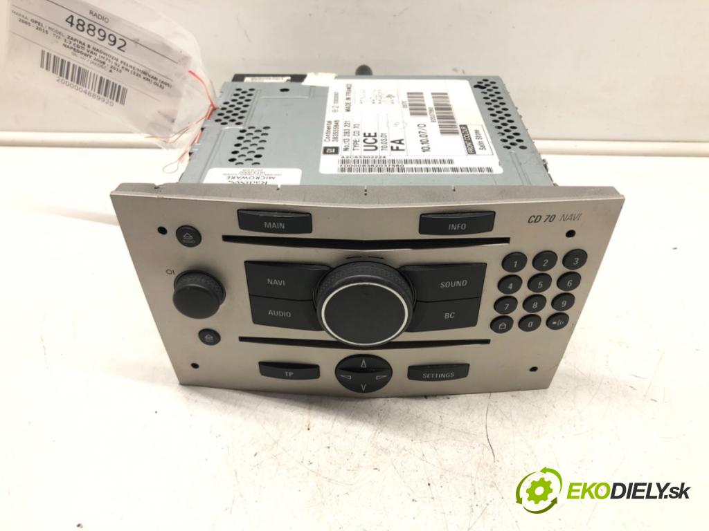 OPEL ZAFIRA B Nadwozie pełne/minivan (A05) 2005 - 2015    1.7 CDTI VAN (M75) 92 kW [125 KM] olej napędowy 20  RADIO 13283221 (Audio zariadenia)