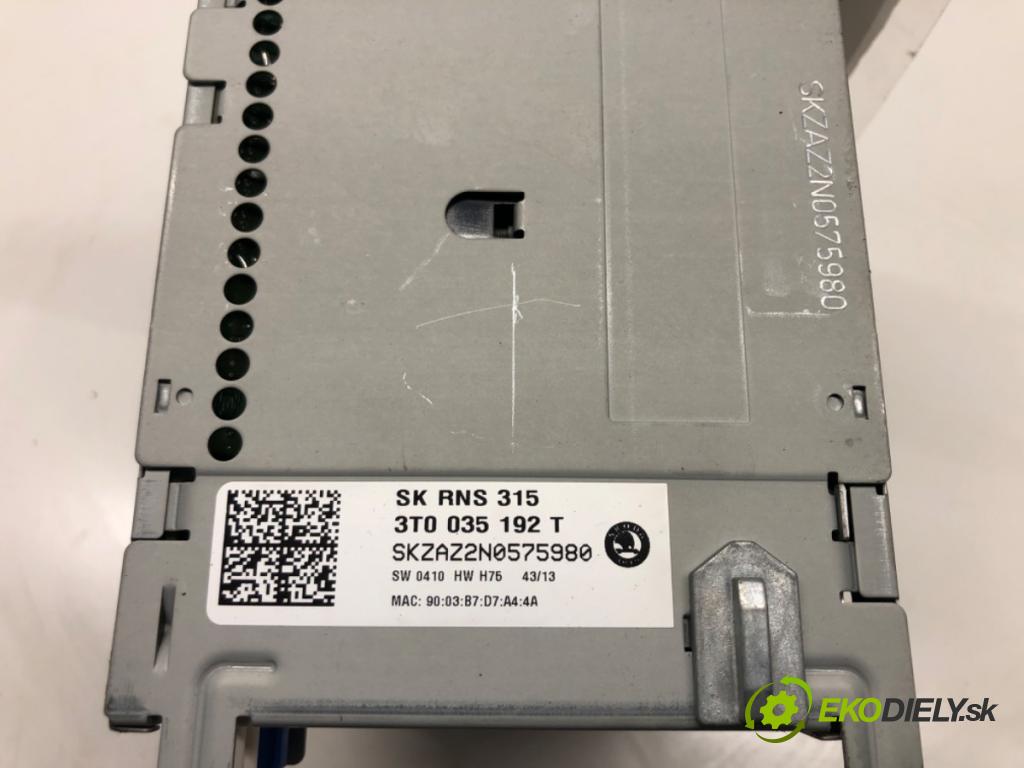 SKODA SUPERB II Kombi (3T5) 2009 - 2015    2.0 TDI 125 kW [170 KM] olej napędowy 2009 - 2015  RADIO 3T0035192T (Audio zariadenia)