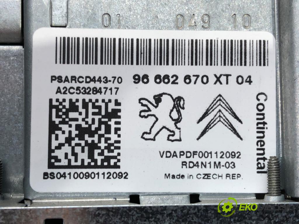 CITROEN C4 PICASSO I nadwozie wielkoprzestrzenne (MPV) (UD_) 2006 - 2015    1.6 VTi 120 88 kW [120 KM] benzyna 2008 - 2013  RADIO 96662670XT (Audio zariadenia)