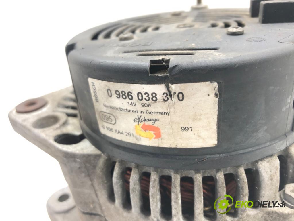AUDI A3 (8L1) 1996 - 2006    1.6 74 kW [101 KM] benzyna 1996 - 2003  Alternátor 0986038370 (Alternátory)