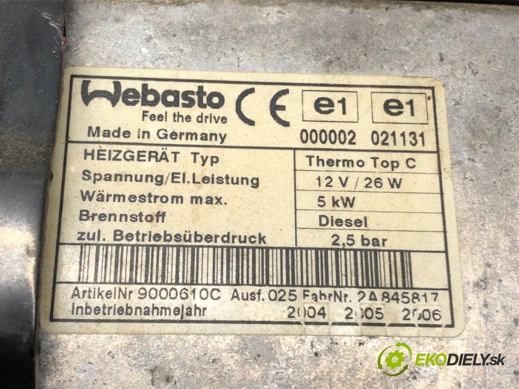 MAZDA 6 Station Wagon (GY) 2002 - 2008    2.0 DI (GY19) 89 kW [121 KM] olej napędowy 2002 -   Webasto 9000610C (Webasto ohřívače)