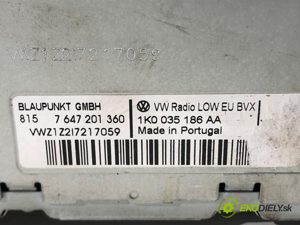 VW GOLF V (1K1) 2003 - 2010    1.9 TDI 77 kW [105 KM] olej napędowy 2003 - 2008  RADIO  (Audio zariadenia)