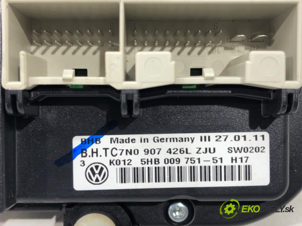 VW PASSAT CC B6 (357) 2008 - 2012    2.0 TFSI 147 kW [200 KM] benzyna 2008 - 2012  Panel ovládania kúrenia 7N0907426L (Prepínače, spínače, tlačidlá a ovládače kúrenia)