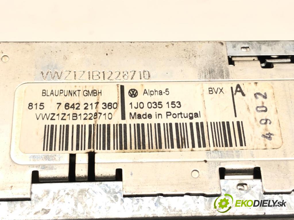 VW BORA I (1J2) 1998 - 2013    1.9 TDI 85 kW [115 KM] olej napędowy 1998 - 2002  RADIO 1J0035153 (Audio zariadenia)