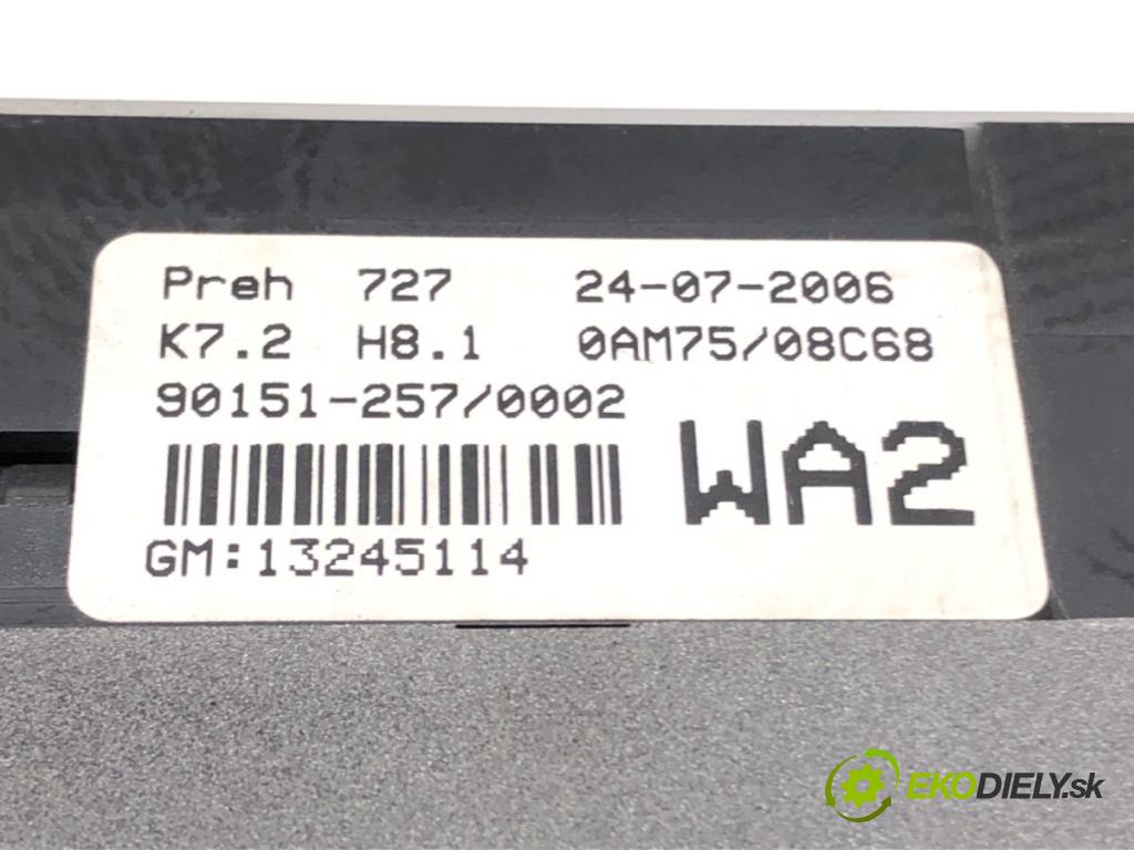 OPEL ZAFIRA B Nadwozie pełne/minivan (A05) 2005 - 2015    1.9 CDTI VAN (M75) 88 kW [120 KM] olej napędowy 20  Panel ovládania kúrenia 13245114 (Prepínače, spínače, tlačidlá a ovládače kúrenia)