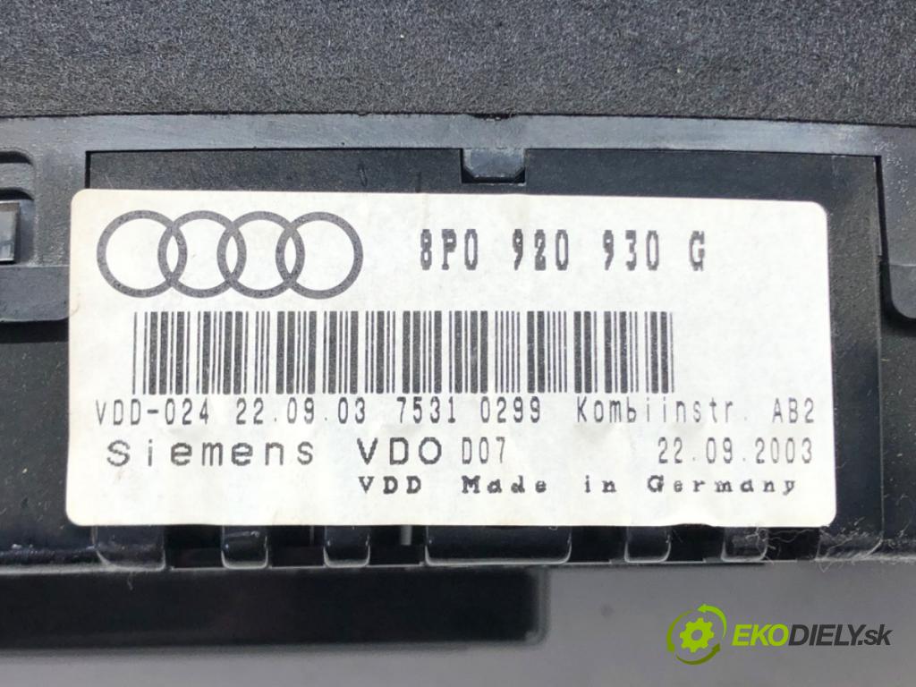 AUDI A3 (8P1) 2003 - 2013    1.6 75 kW [102 KM] benzyna 2003 - 2012  Prístrojovka 8P0920930G (Prístrojové dosky, displeje)