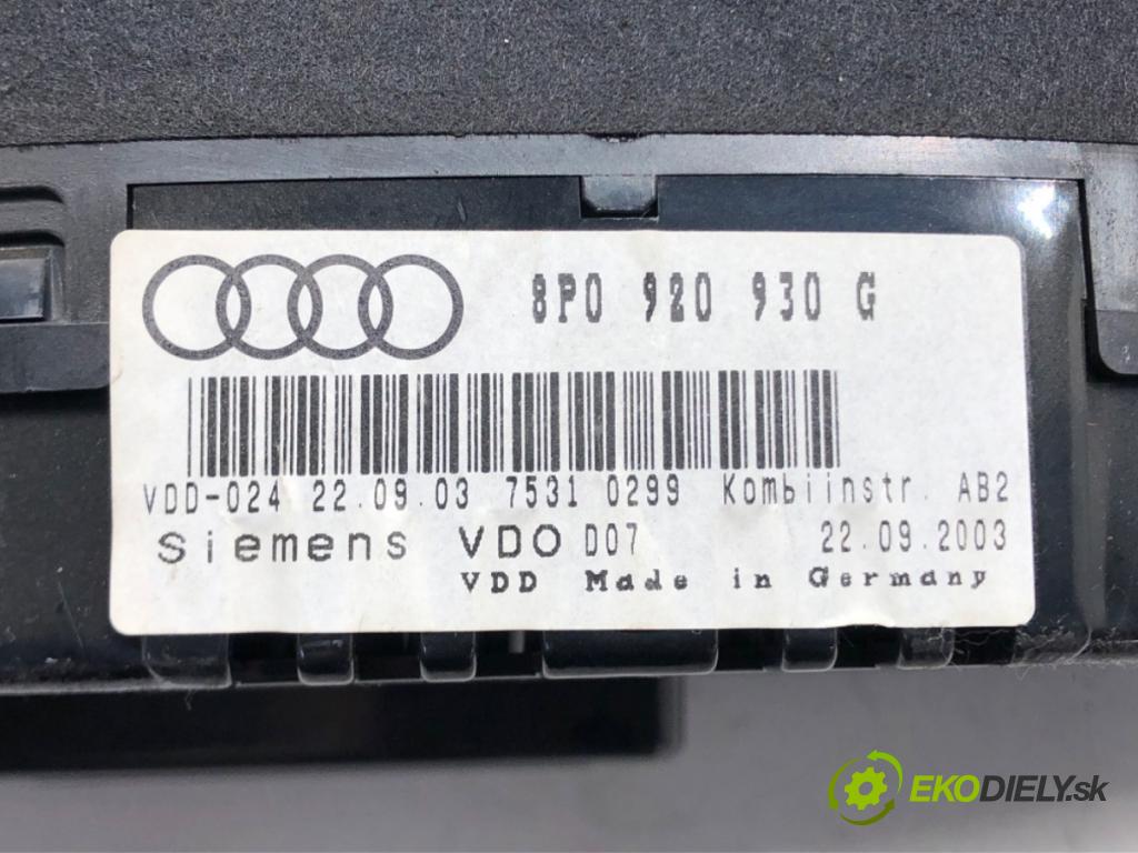 AUDI A3 (8P1) 2003 - 2013    1.6 75 kW [102 KM] benzyna 2003 - 2012  Prístrojovka 8P0920930G (Prístrojové dosky, displeje)