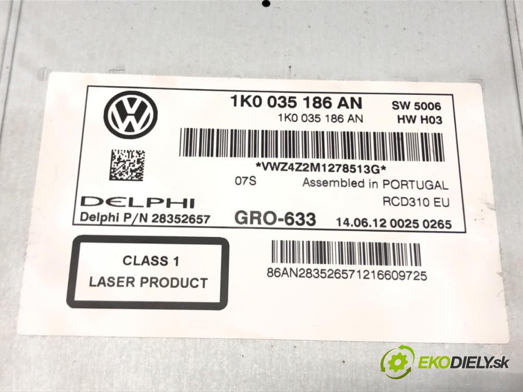 VW PASSAT B7 Variant (365) 2010 - 2015    1.6 TDI 77 kW [105 KM] olej napędowy 2010 - 2014  RADIO 1K0035186AN (Audio zariadenia)