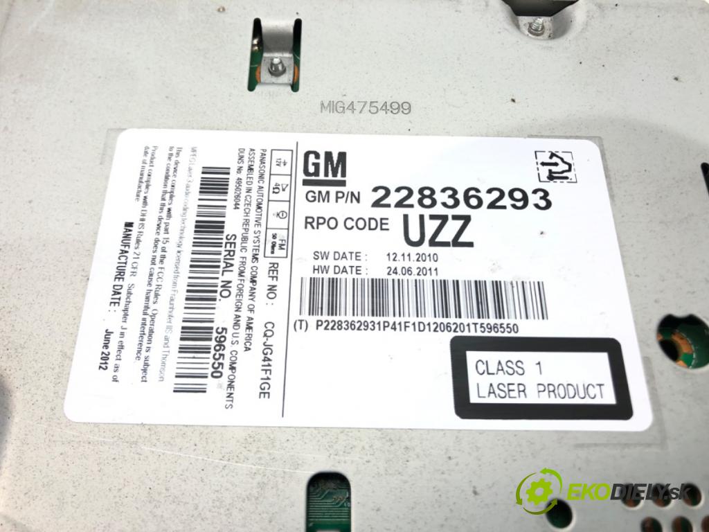 OPEL INSIGNIA A Sports Tourer (G09) 2008 - 2017    2.0 CDTI (35) 118 kW [160 KM] olej napędowy 2008 -  RADIO 22836293 (Audio zariadenia)