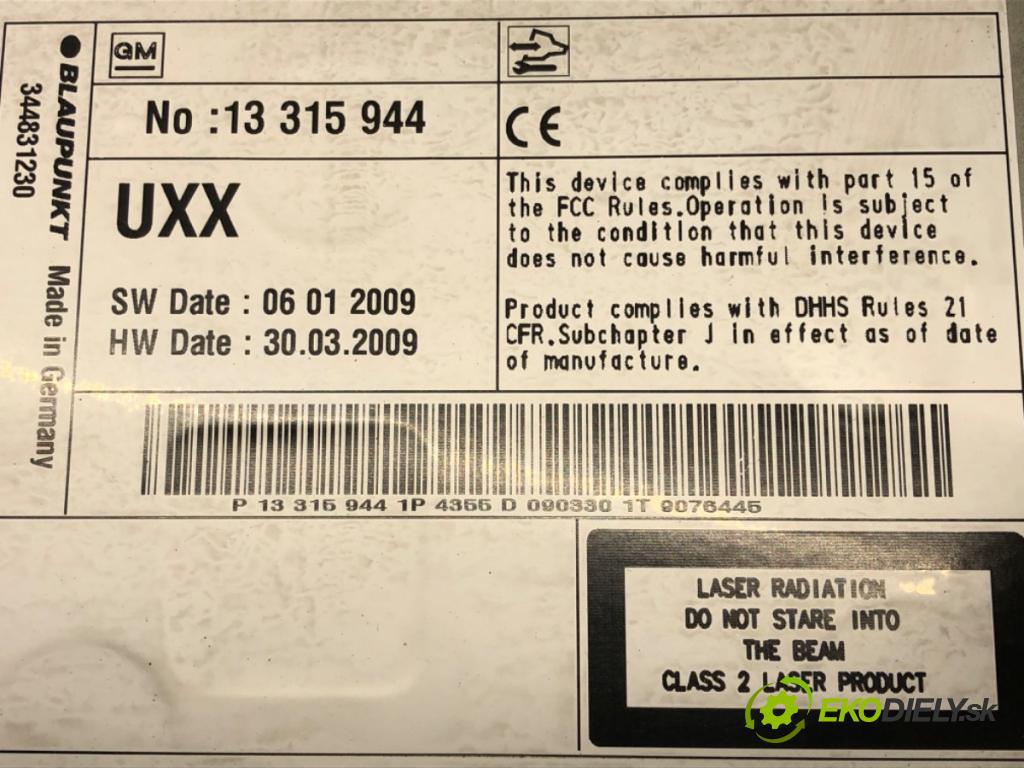 OPEL INSIGNIA A Sports Tourer (G09) 2008 - 2017    2.0 CDTI (35) 118 kW [160 KM] olej napędowy 2008 -  RADIO 13315944 (Audio zariadenia)