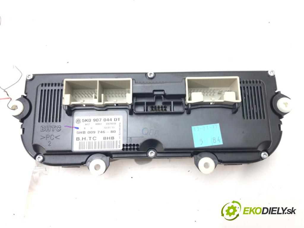 VW GOLF VI (5K1) 2008 - 2014    1.4 TSI 90 kW [122 KM] benzyna 2008 - 2012  Panel ovládania kúrenia 5K0907044DT (Prepínače, spínače, tlačidlá a ovládače kúrenia)
