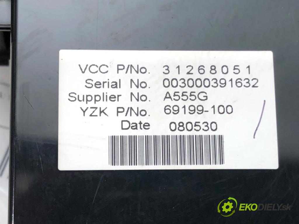 VOLVO V50 (545) 2003 - 2012    1.6 74 kW [101 KM] benzyna 2005 - 2012  Dislpej 31268051 (Prístrojové dosky, displeje)