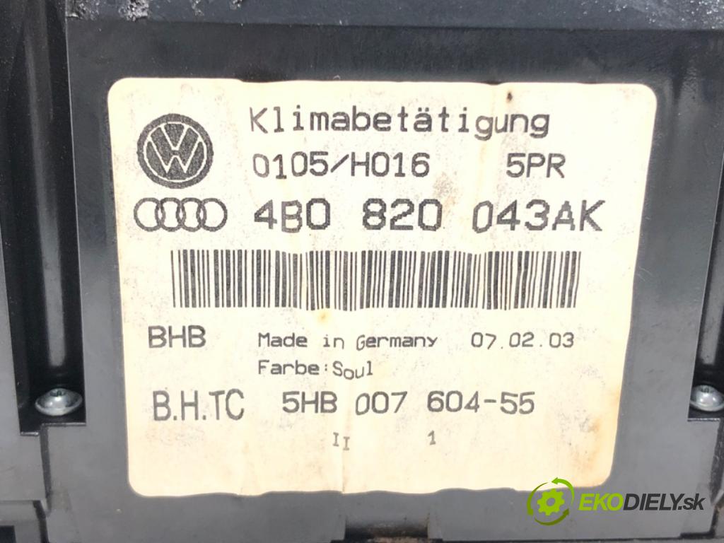 AUDI A6 C5 (4B2) 1997 - 2005    2.4 125 kW [170 KM] benzyna 2001 - 2005  Panel ovládania kúrenia 4B0820043AK (Prepínače, spínače, tlačidlá a ovládače kúrenia)