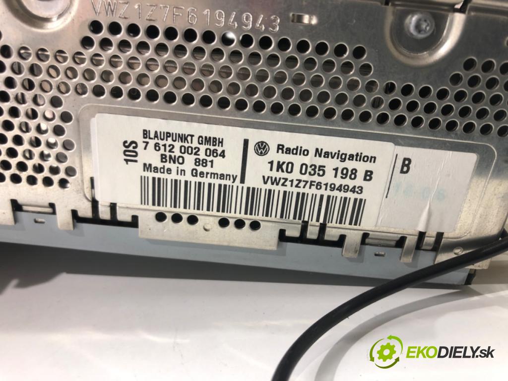 VW TOURAN (1T1, 1T2) 2003 - 2010    1.9 TDI 77 kW [105 KM] olej napędowy 2003 - 2010  RADIO Navigácia 1K0035198B (Audio zariadenia)