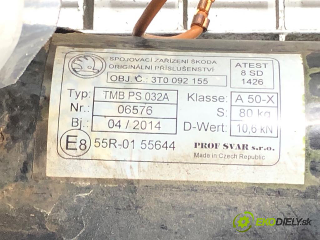 SKODA SUPERB II Kombi (3T5) 2009 - 2015    1.6 TDI 77 kW [105 KM] olej napędowy 2010 - 2015  Hák tažné zařízení 3T0092155