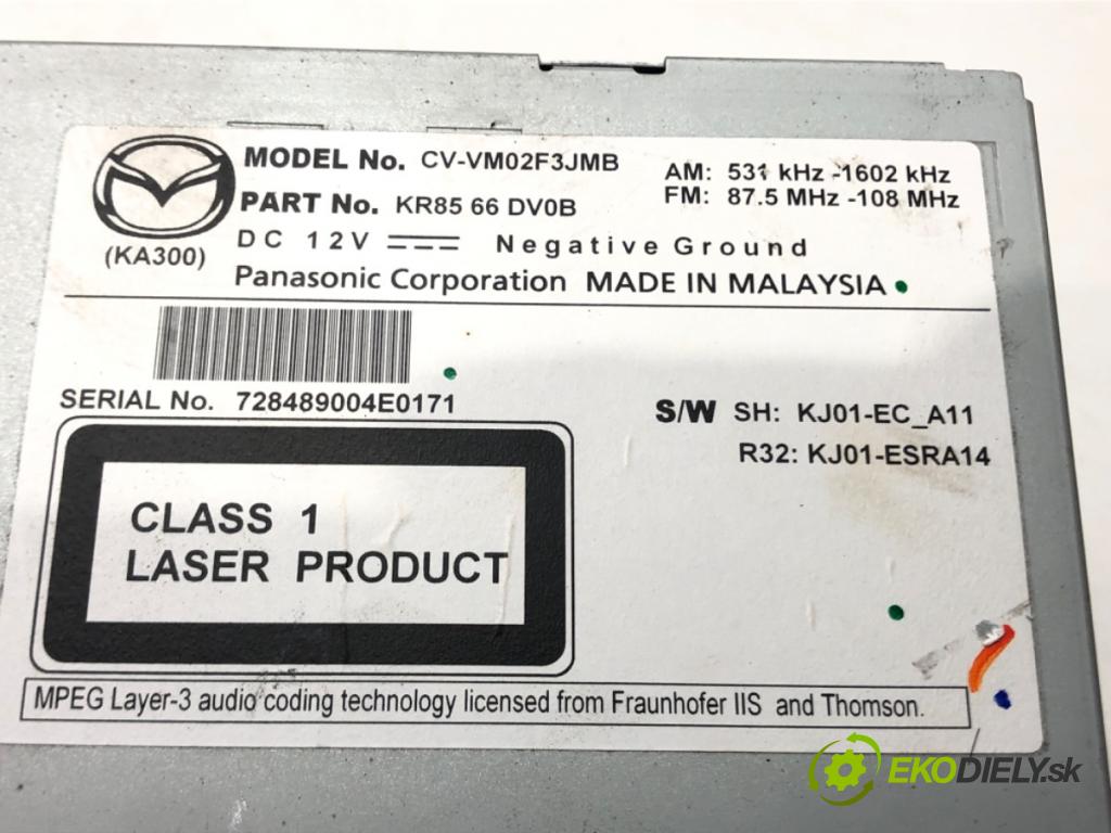 MAZDA CX-5 (KE, GH) 2011 - 2017    2.2 D (KE2FW) 129 kW [175 KM] olej napędowy 2012 -  RADIO Navigácia KR8566DV0B