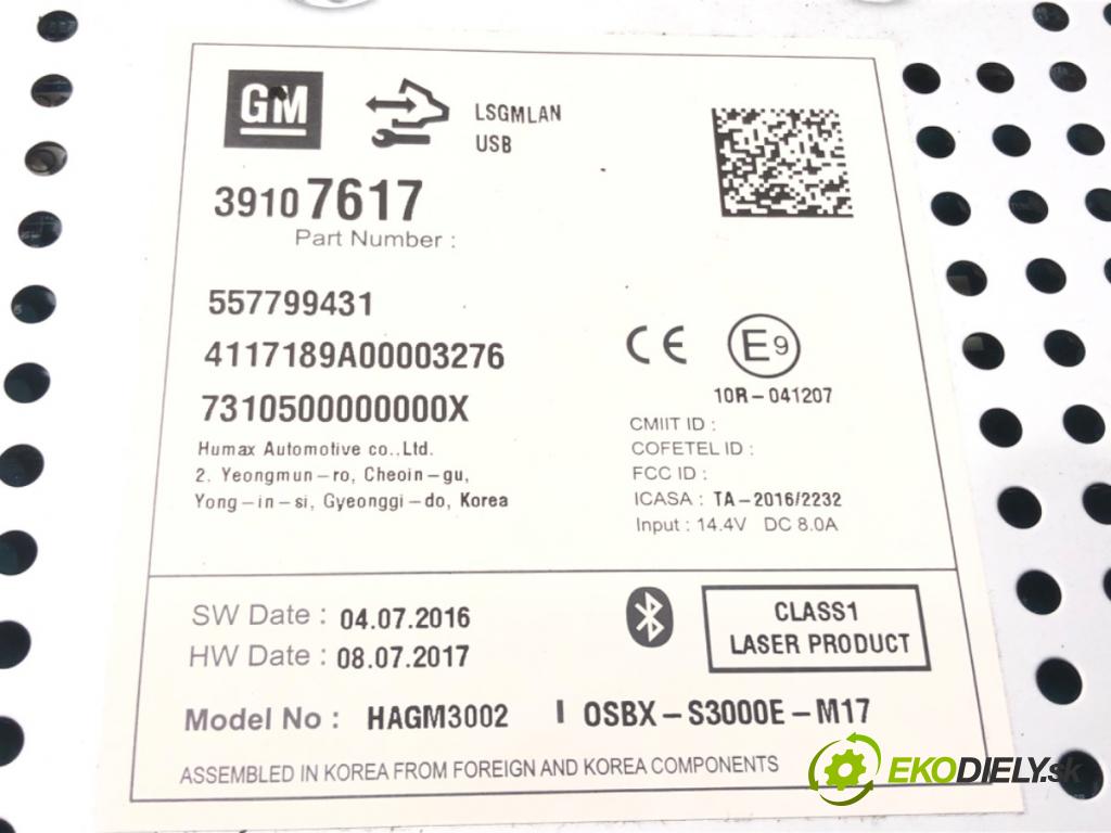 OPEL ASTRA J sedan 2012 - 2022    1.4 LPG (69) 103 kW [140 KM] Benzyna / gaz samocho  RADIO Navigácia 39107617 (Audio zariadenia)