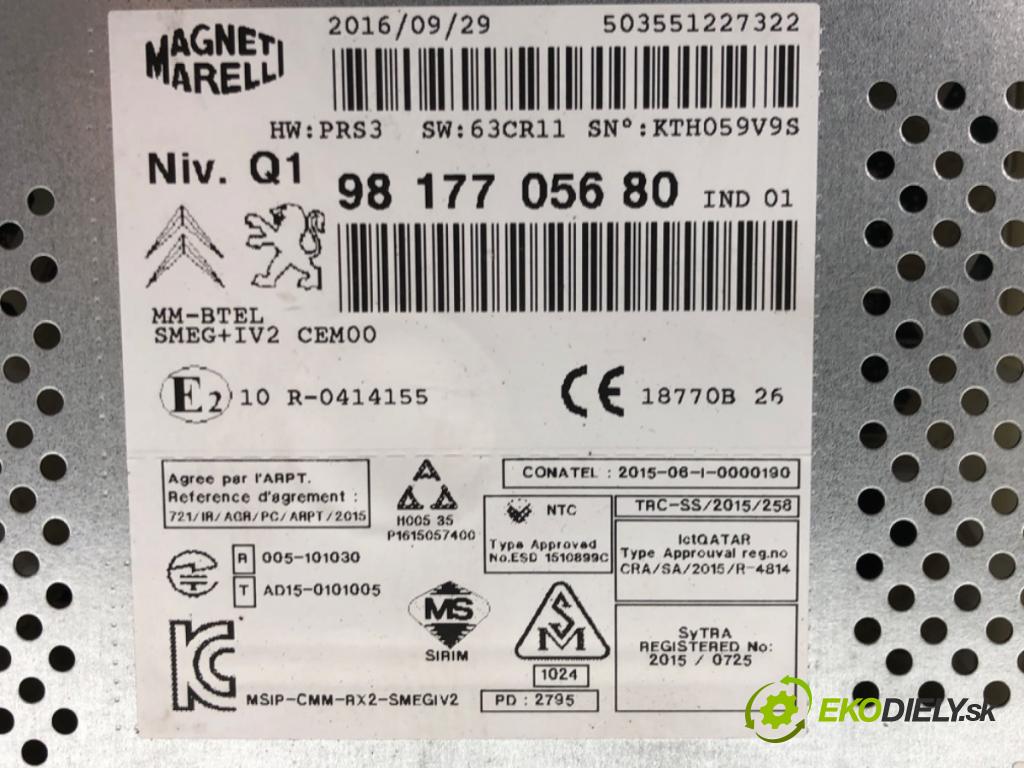 PEUGEOT 208 I (CA_, CC_) 2012 - 2022    1.2 VTI 82 60 kW [82 KM] benzyna 2012 - 2022  RADIO Navigácia 9817705680 (Audio zariadenia)