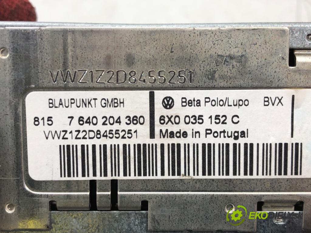 VW POLO (9N_, 9A_) 2001 - 2014    1.4 16V 55 kW [75 KM] benzyna 2001 - 2008  RADIO 6X0035152C (Audio zariadenia)