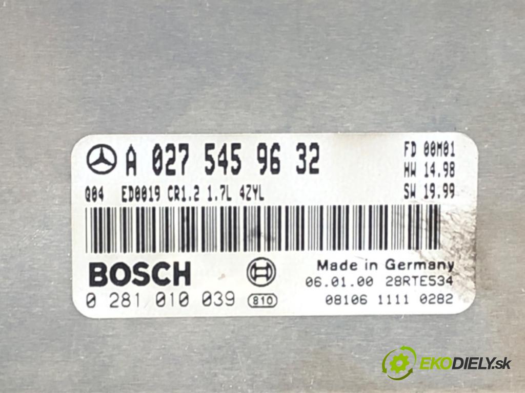MERCEDES-BENZ KLASA A (W168) 1997 - 2005    A 170 CDI (168.008) 66 kW [90 KM] olej napędowy 19  riadiaca jednotka Motor A0275459632 (Riadiace jednotky)