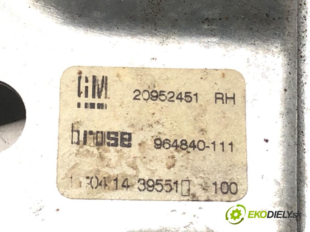 OPEL INSIGNIA A (G09) 2008 - 2017    2.0 CDTI (68) 120 kW [163 KM] olej napędowy 2013 -  mechanismus okna pravý zadní část 20952451