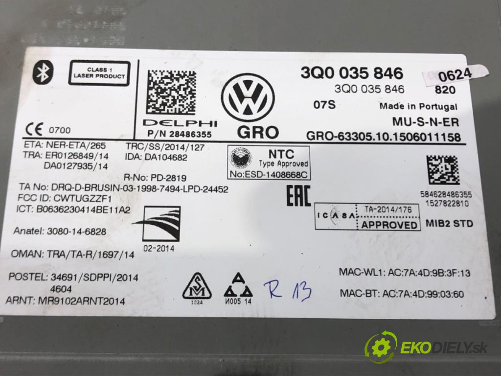 VW PASSAT B8 (3G2, CB2) 2014 - 2022    ---  CZYTNIK navigace 3Q0035846 (Ostatní)