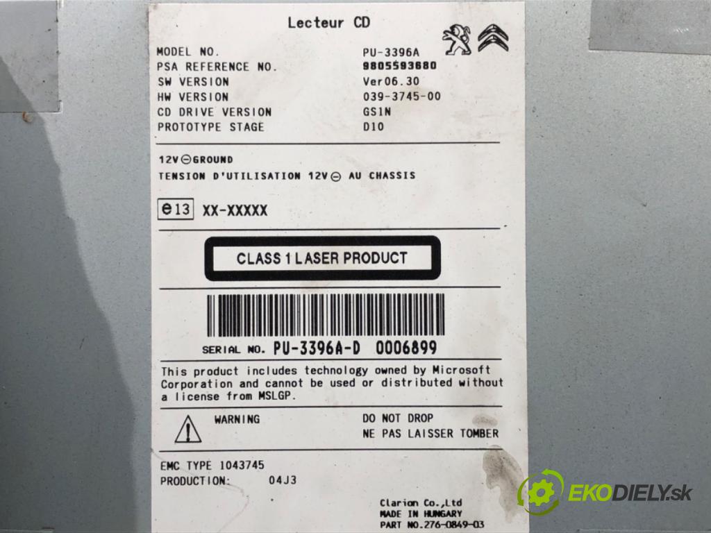 PEUGEOT 308 II (LB_, LP_, LW_, LH_, L3_) 2013 - 2021    1.6 HDi / BlueHDi 115 85 kW [115 KM] olej napędowy  čítač navigácie 9805593680 (Ostatné)