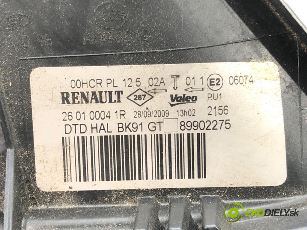 RENAULT LAGUNA III Grandtour (KT0/1) 2007 - 2015    2.0 16V (KT0F, KT0W) 103 kW [140 KM] benzyna 2007   Svetlomet pravy predný 260100041R