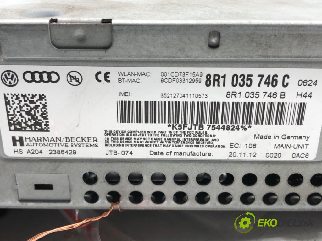 AUDI A4 B8 (8K2) 2007 - 2015    S4 quattro 245 kW [333 KM] benzyna 2008 - 2015  RADIO Navigácia 8R1035746C (Audio zariadenia)