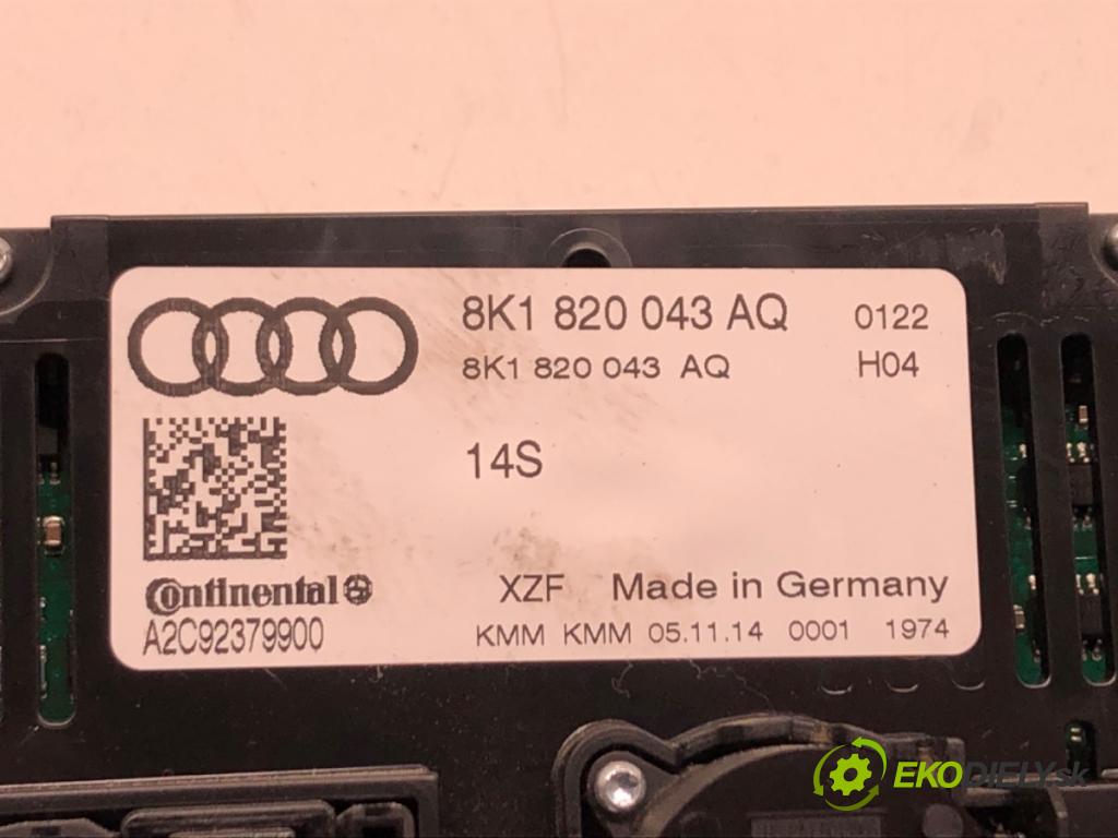 AUDI A4 B8 (8K2) 2007 - 2015    2.0 TFSI quattro 165 kW [224 KM] benzyna 2013 - 20  Panel ovládania kúrenia 8K1820043AQ (Prepínače, spínače, tlačidlá a ovládače kúrenia)
