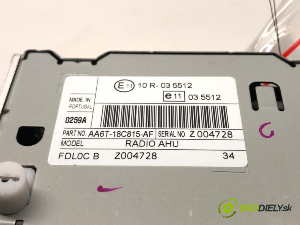 FORD FIESTA VI (CB1, CCN) 2008 - 2022    1.6 TDCi 70 kW [95 KM] olej napędowy 2010 - 2015  RADIO AA6T-18C815-AF (Audio zariadenia)