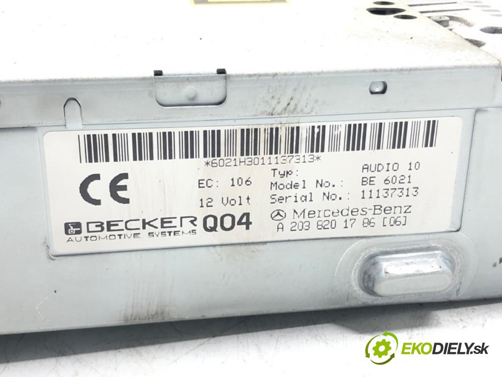 MERCEDES-BENZ KLASA C (W203) 2000 - 2007    C 200 CDI (203.004) 85 kW [116 KM] olej napędowy 2  RADIO A2038201786 (Audio zariadenia)