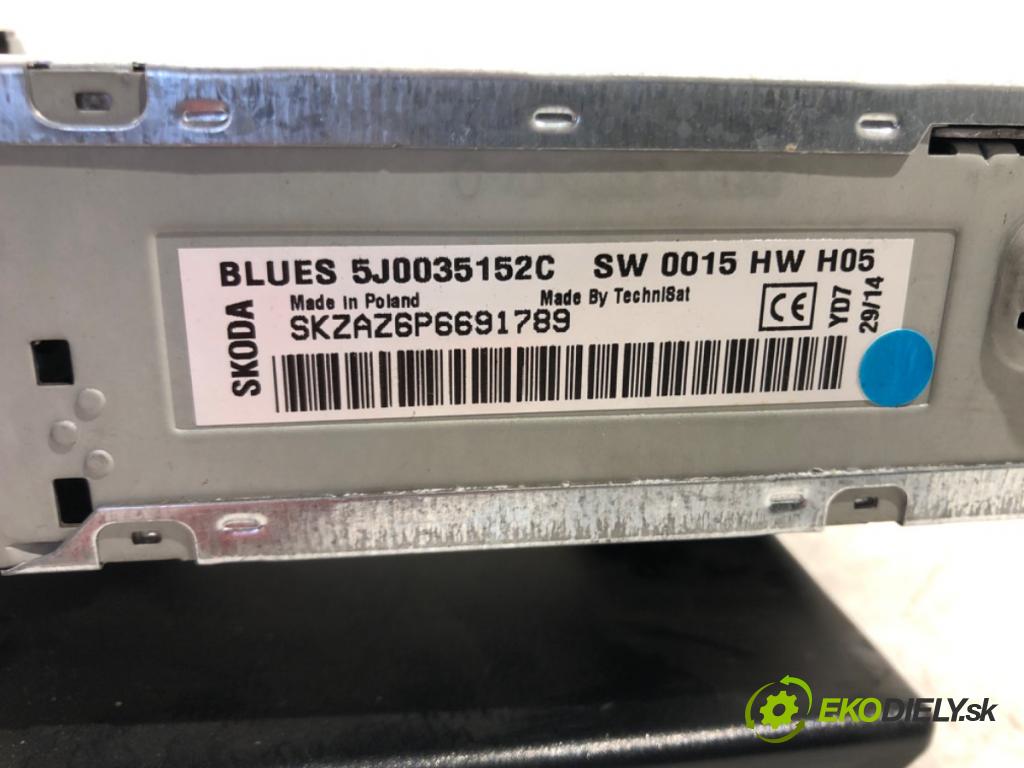 SKODA RAPID (NH3, NK3, NK6) 2012 - 2022    1.6 TDI 66 kW [90 KM] olej napędowy 2013 - 2015  RADIO 5J0035152C (Audio zariadenia)
