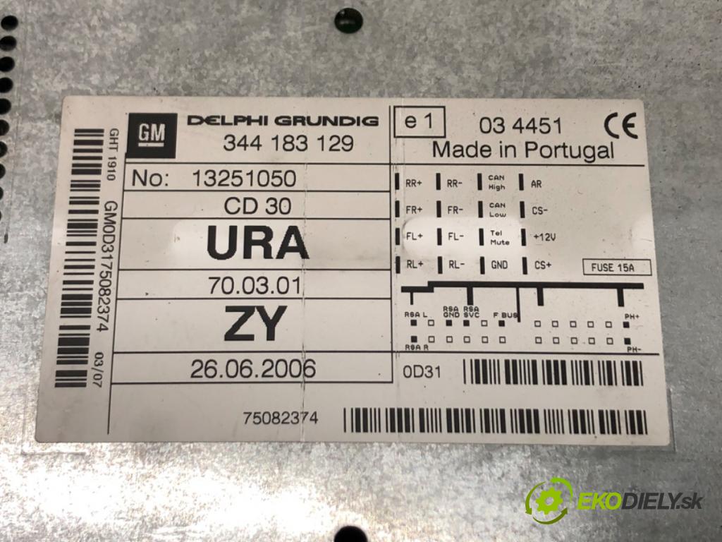 OPEL ASTRA H (A04) 2004 - 2014    1.6 (L48) 85 kW [116 KM] benzyna 2006 - 2014  RADIO 13251050 (Audio zariadenia)